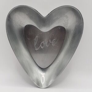 Silver Toned Heart Shaped Engraved Amoré & More 'Love' Trinket Jewelry Plate